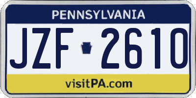 PA license plate JZF2610