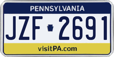 PA license plate JZF2691