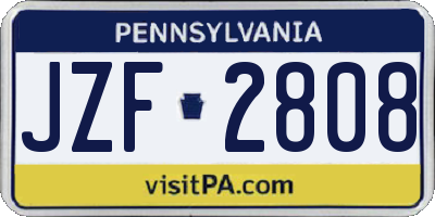 PA license plate JZF2808