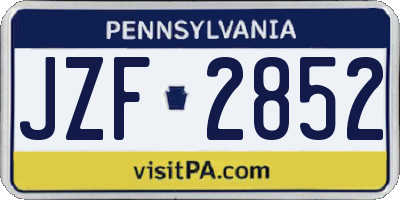 PA license plate JZF2852