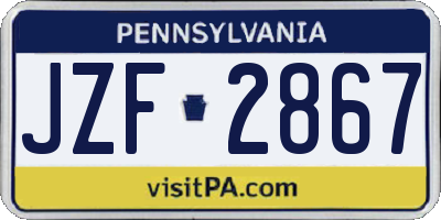 PA license plate JZF2867