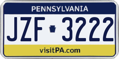 PA license plate JZF3222