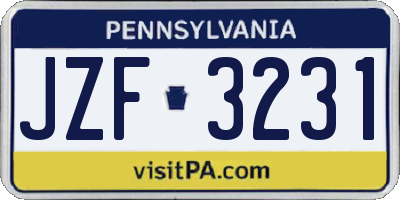 PA license plate JZF3231