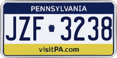 PA license plate JZF3238