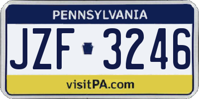 PA license plate JZF3246