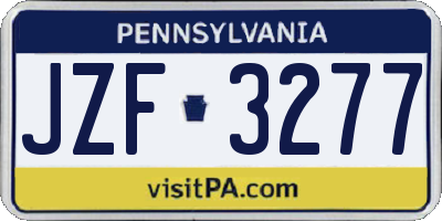 PA license plate JZF3277