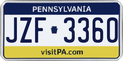 PA license plate JZF3360