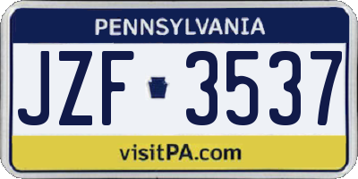 PA license plate JZF3537