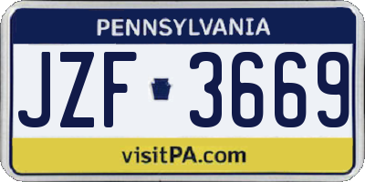 PA license plate JZF3669