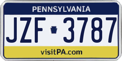 PA license plate JZF3787