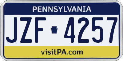 PA license plate JZF4257