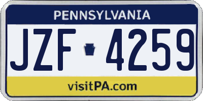 PA license plate JZF4259