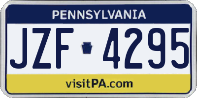 PA license plate JZF4295