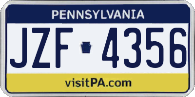 PA license plate JZF4356