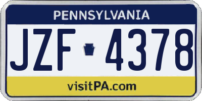 PA license plate JZF4378