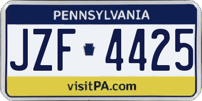 PA license plate JZF4425