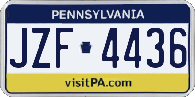 PA license plate JZF4436