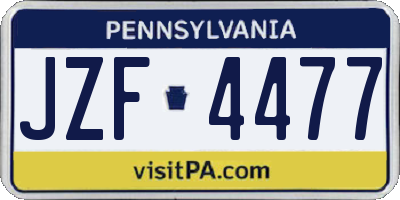 PA license plate JZF4477