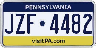 PA license plate JZF4482