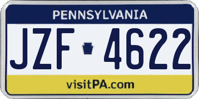 PA license plate JZF4622