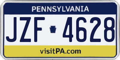 PA license plate JZF4628