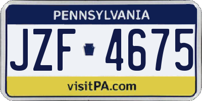 PA license plate JZF4675