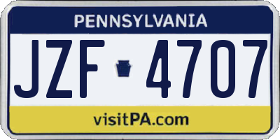 PA license plate JZF4707