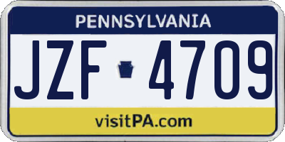 PA license plate JZF4709