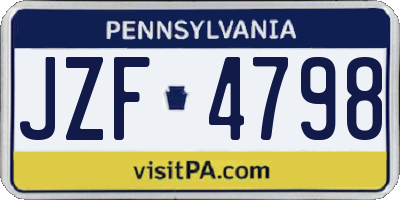 PA license plate JZF4798