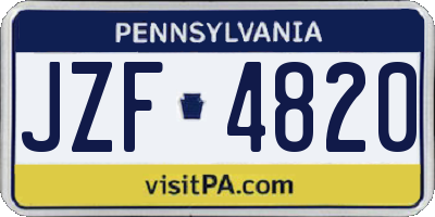 PA license plate JZF4820