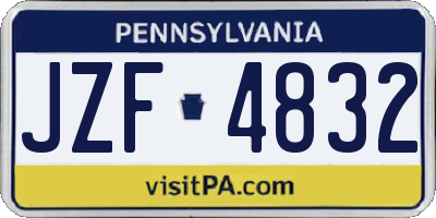 PA license plate JZF4832