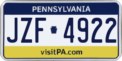 PA license plate JZF4922