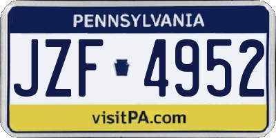 PA license plate JZF4952