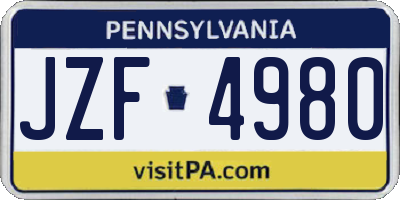 PA license plate JZF4980