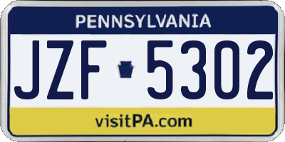 PA license plate JZF5302