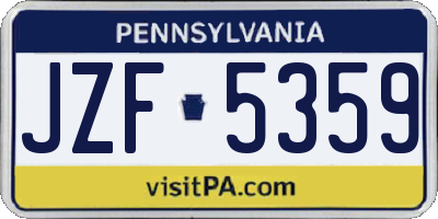 PA license plate JZF5359