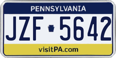 PA license plate JZF5642