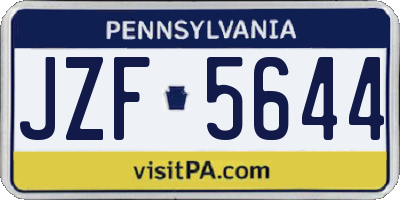 PA license plate JZF5644