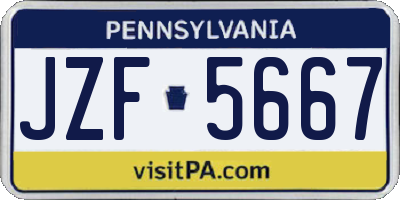 PA license plate JZF5667