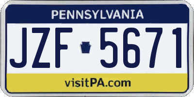 PA license plate JZF5671