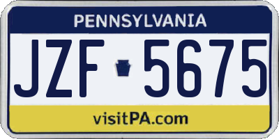 PA license plate JZF5675