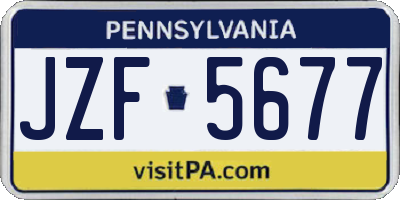 PA license plate JZF5677