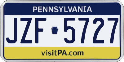 PA license plate JZF5727