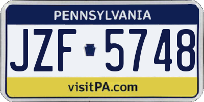 PA license plate JZF5748