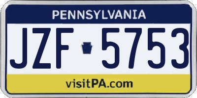 PA license plate JZF5753