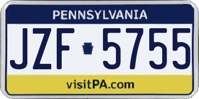 PA license plate JZF5755