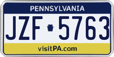 PA license plate JZF5763