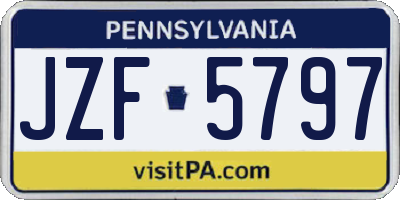 PA license plate JZF5797