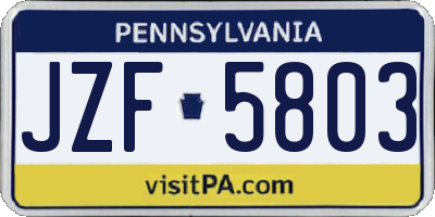 PA license plate JZF5803