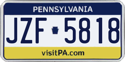 PA license plate JZF5818